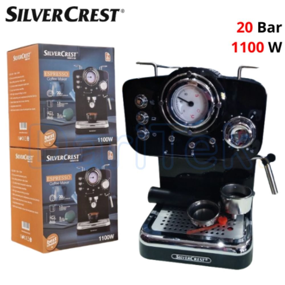 Machine a Café Expresso SilverCrest 20 Bars 1100W 1.2L Poudre et cappuccino - Vintage CM5013-CB