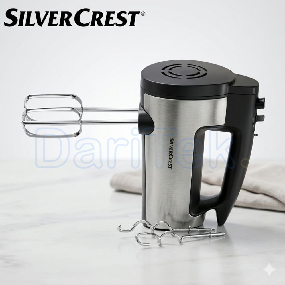 خلاط يدوي كهربائي 300 واط مع 5 سرعات ووظيفة توربو من الفولاذ المقاوم للصدأ - SilverCrest HM833
