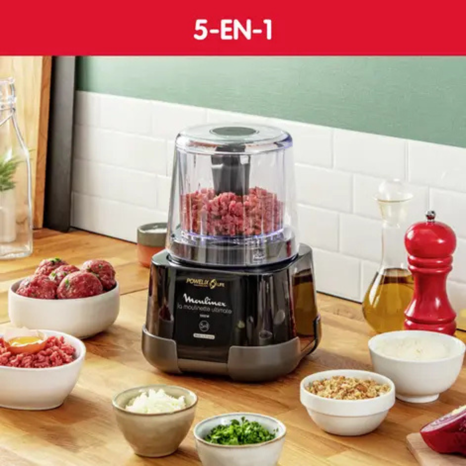 Hachoir Electrique 5 En 1 - 1000 W 550 ML 350 G - Moulinex Moulinette Ultimate DP810810 Hachoir Electrique 5 En 1 - 1000 W 550 ML 350 G - Moulinex Moulinette Ultimate DP810810 – Image 2