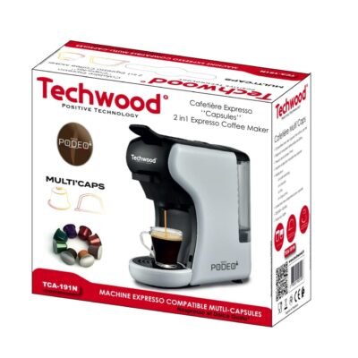 Machine À Café Techwood 2 En 1 Multi Caps 19 Bar 1450 W Blanc - TCA196N DariTek