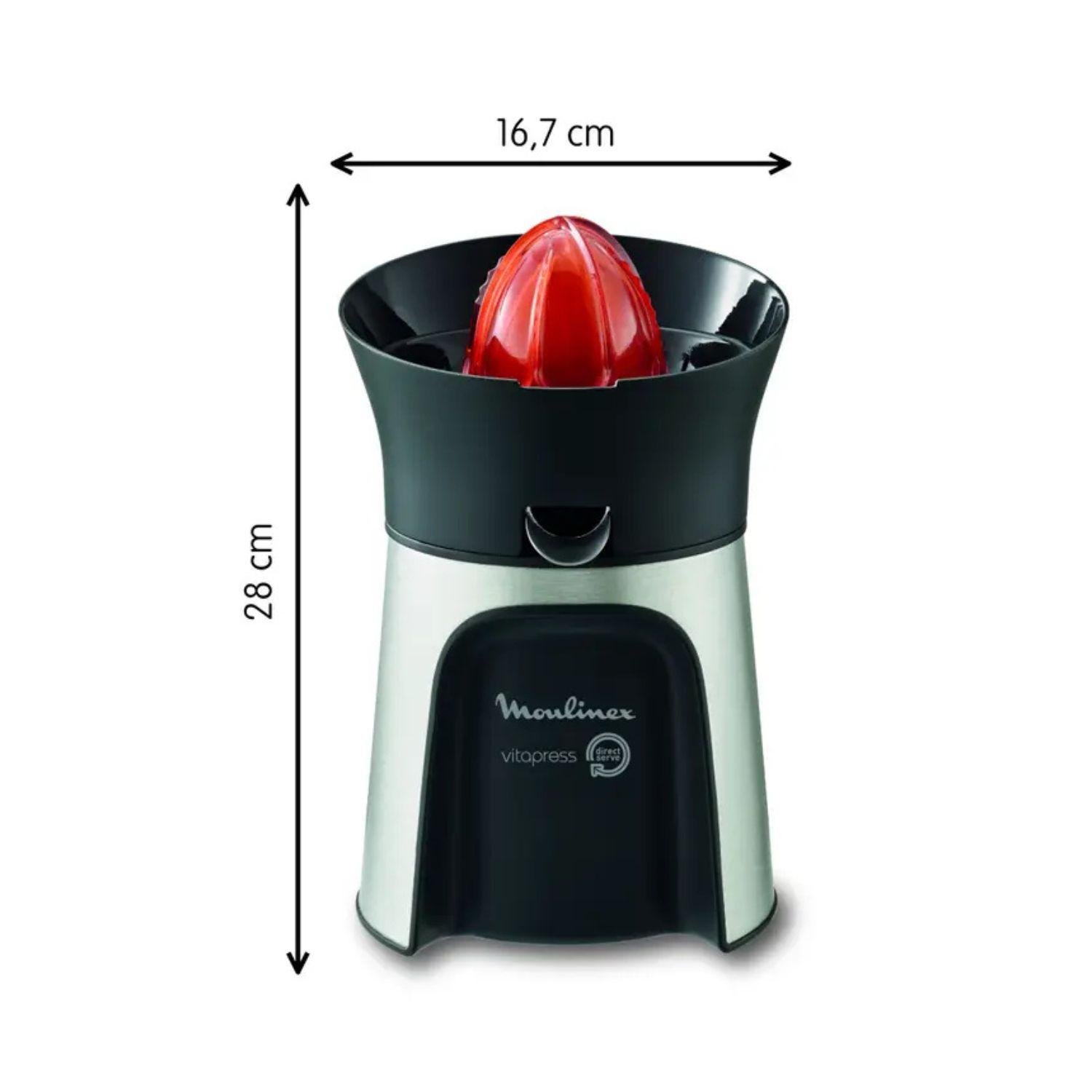 عصّارة حمضيات كهربائية من الفولاذ المقاوم للصدأ Moulinex بقوة 100 واط مع 3 مخاريط – Vitapress PC603D10 - الصورة 6