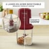 Hachoir Electrique 3en1 - 500W 6 Lames 500 ML - Moulinex Multi Moulinette AT714G32 DariTek