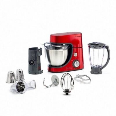 Robot Pétrin Pâtissier avec 7 Accessoires 1100W 4.6L 8 Vitesses Rouge - Moulinex Masterchef gourmet QA512G10 DariTek