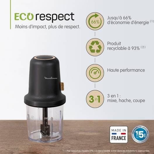 Hachoir Electrique 500 W 500 ml avec 2 Lames écologique - Moulinex Eco Respect AT80E810 Hachoir Electrique 500 W 500 ml avec 2 Lames écologique - Moulinex Eco Respect AT80E810 – Image 2