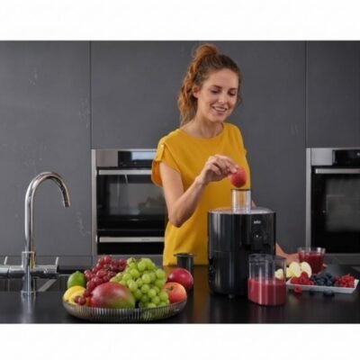 عصّارة كهربائية Braun بسعة 1.25 لتر وقوة 600 واط للفواكه والخضروات – PurEase SJ 3100 DariTek