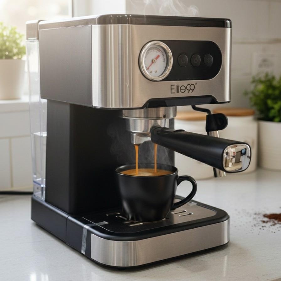 ماكينة القهوة إسبريسو - بقوة 20 بار و1350 واط تعمل بالقهوة المطحونة مع صانع رغوة مدمج - Elite99 ELT-3350 - الصورة 2