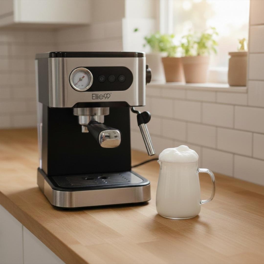 ماكينة القهوة إسبريسو - بقوة 20 بار و1350 واط تعمل بالقهوة المطحونة مع صانع رغوة مدمج - Elite99 ELT-3350 - الصورة 3