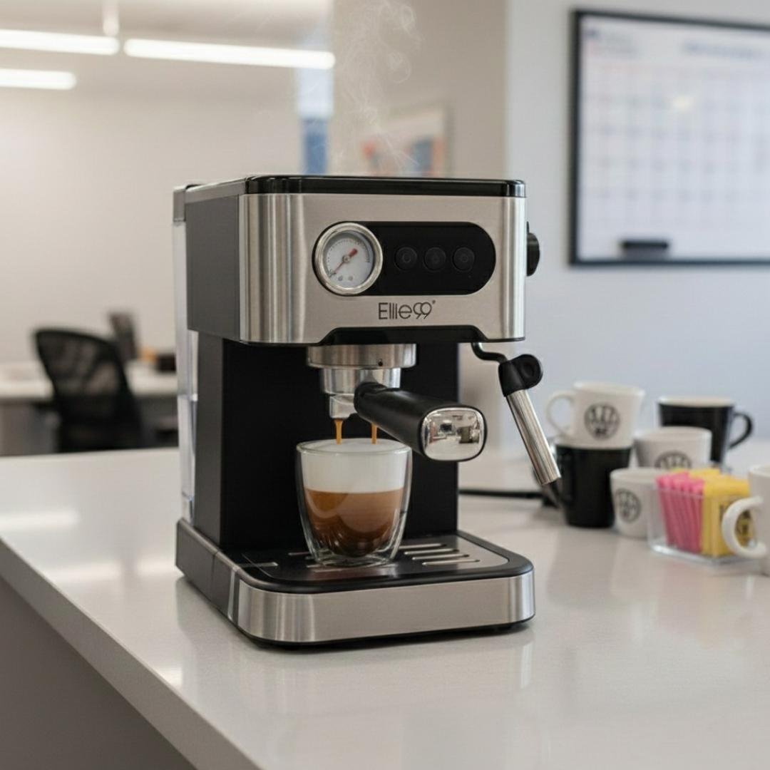 ماكينة القهوة إسبريسو - بقوة 20 بار و1350 واط تعمل بالقهوة المطحونة مع صانع رغوة مدمج - Elite99 ELT-3350 - الصورة 5