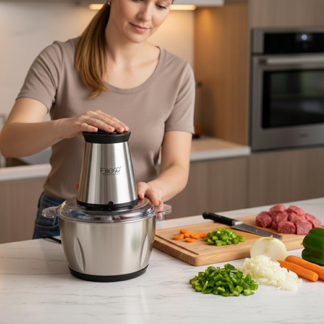 مفرمة كهربائية من الفولاذ المقاوم للصدأ بقوة 550 واط وسعة 2 لتر مع سرعتين و4 شفرات - Elite99 ELT-2530 - الصورة 5