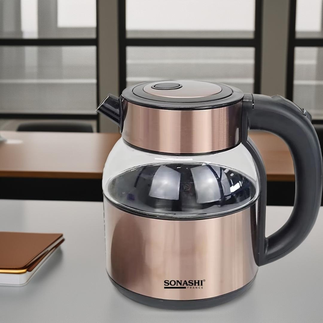 غلاية كهربائية بدون سلك من الزجاج 1.8 لتر 1500 واط – Sonashi SKT-1812 - الصورة 6