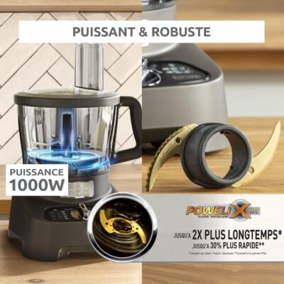 روبوت مطبخ متعدد الوظائف 1000 واط، بسعة 3 لترات مع 31 وظيفة و10 ملحقات - Moulinex DoubleForce FP825E10 DariTek