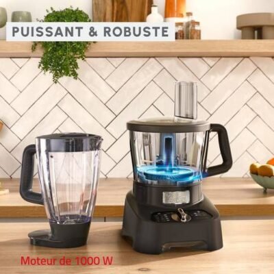 Robot Multifonction De Cuisine 1000W 3L Avec 28 Fonctions et 8 Accessoires - Moulinex DoubleForce FP821811 DariTek
