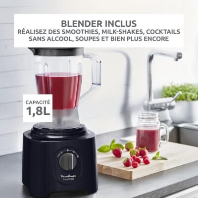 Robot Multifonction Culinaire De Cuisine 800W 2.4L Avec 25 Fonctions et 6 Accessoires - Moulinex EasyForce FP247810 DariTek