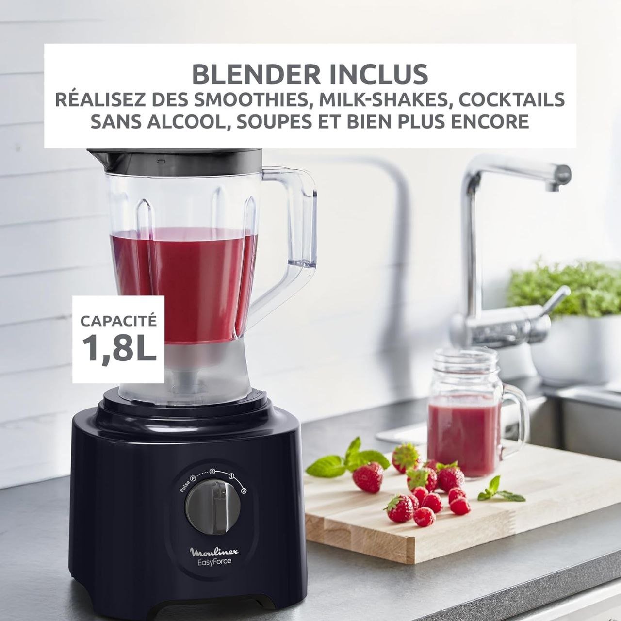 Robot Multifonction Culinaire De Cuisine 800W 2.4L Avec 25 Fonctions et 6 Accessoires - Moulinex EasyForce FP247810 Robot Multifonction Culinaire De Cuisine 800W 2.4L Avec 25 Fonctions et 6 Accessoires - Moulinex EasyForce FP247810 – Image 4