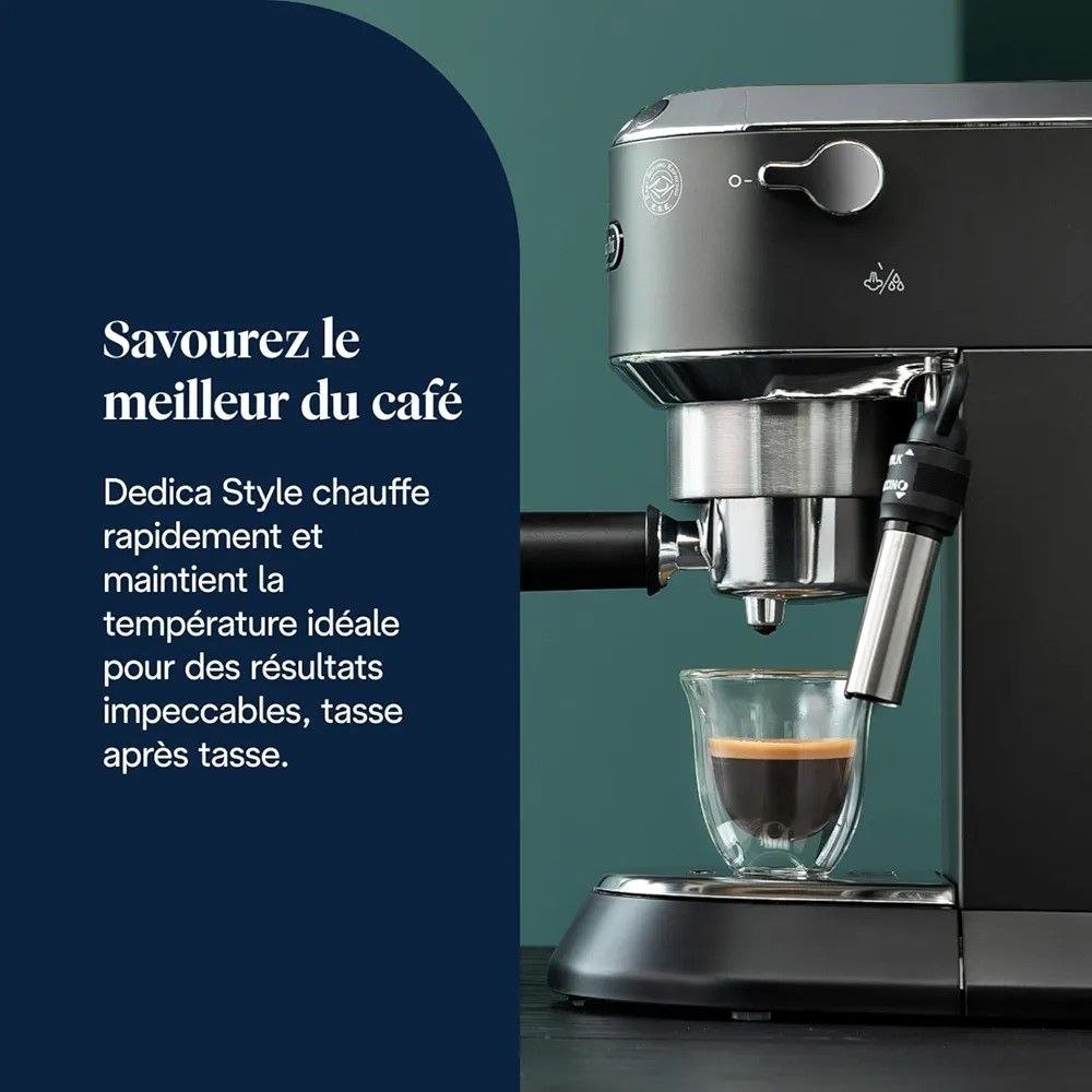 ماكينة قهوة الإسبريسو بضغط 15 بار قدرة 1300 واط وسعة 1.1 لتر - De’Longhi Dedica Style EC685.BK ماكينة قهوة الإسبريسو بضغط 15 بار قدرة 1300 واط وسعة 1.1 لتر - De’Longhi Dedica Style EC685.BK - الصورة 3