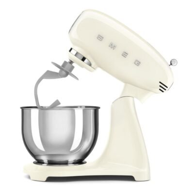 Robot Pétrin 800W Bol 4.8 Litres avec 10 Vitesses Multifonctions Esthétique Années 50 Créme - SMEG SMF03CREU DariTek
