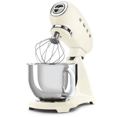 Robot Pétrin 800W Bol 4.8 Litres avec 10 Vitesses Multifonctions Esthétique Années 50 Créme - SMEG SMF03CREU DariTek