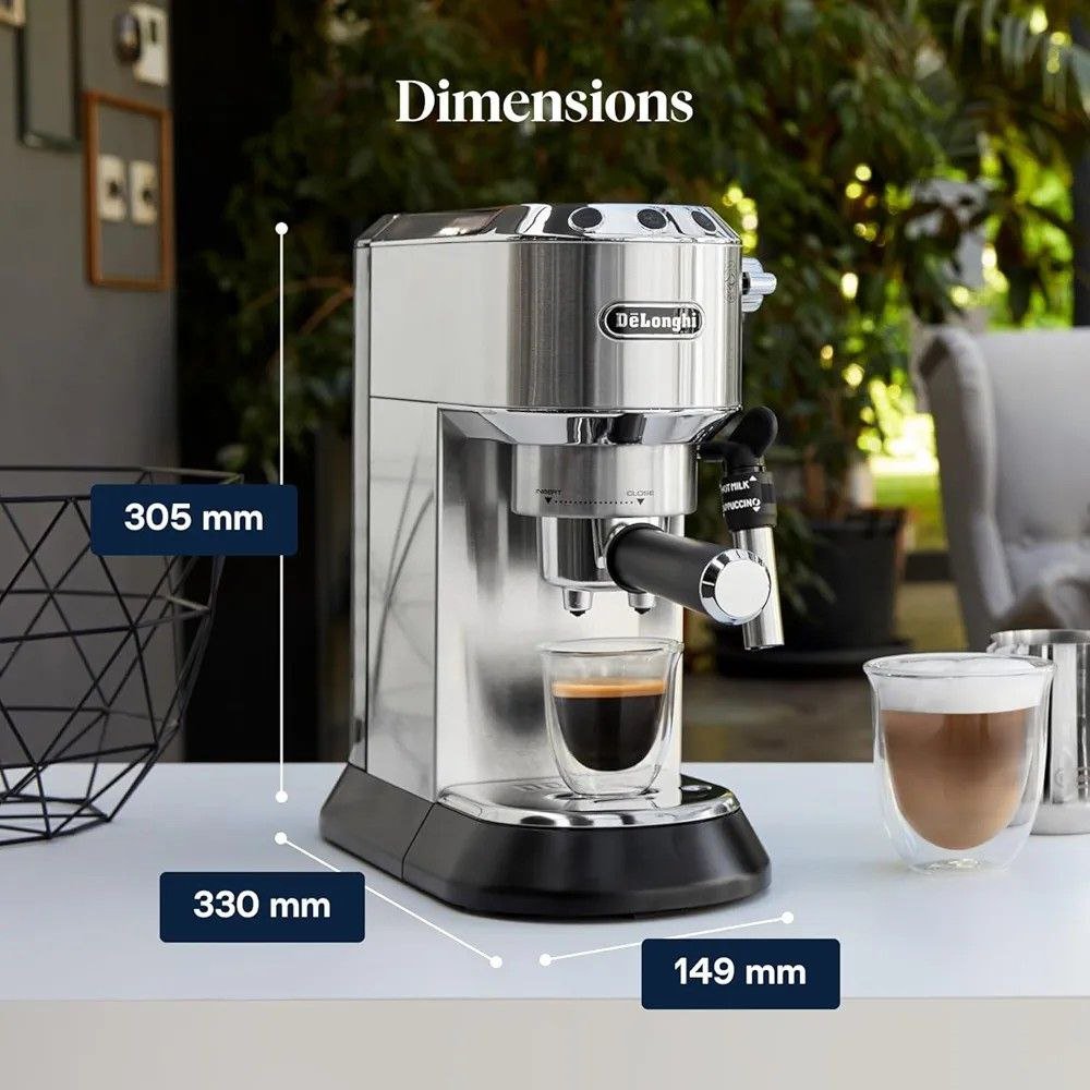 ماكينة قهوة الإسبريسو بضغط 15 بار قدرة 1300 واط وسعة 1.1 لتر - De’Longhi Dedica Style EC685.M ماكينة قهوة الإسبريسو بضغط 15 بار قدرة 1300 واط وسعة 1.1 لتر - De’Longhi Dedica Style EC685.M - الصورة 6