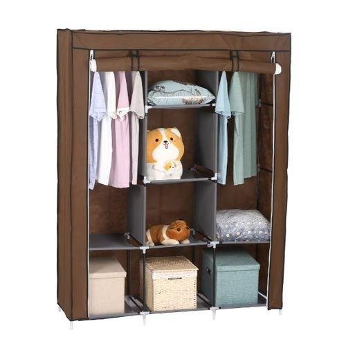 Armoire de Rangement de Vêtements Demontable Marron - 130x45x175 cm