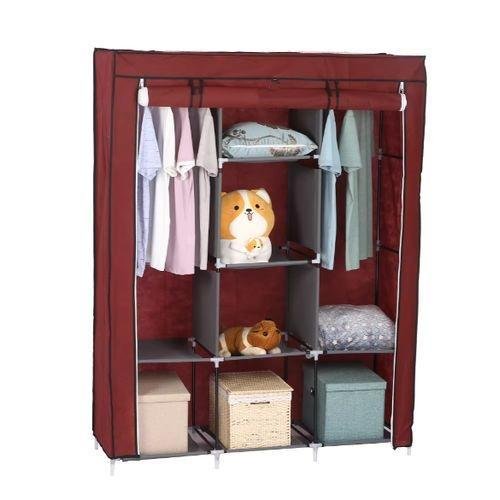 Armoire de Rangement de Vêtements Demontable Grenat - 130x45x175 cm