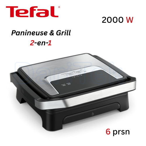 جهاز صنع السندويشات وشواية كهربائية 2 في 1 Tefal بقوة 2000 واط مع ألواح غير لاصقة – Inicio Grill GC271D10