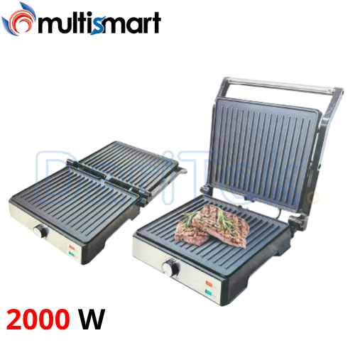 Panineuse et Grill Electrique Multismart en Inox 2000 W avec Ouverture 180° et Réglage de Température - MS-GL1121