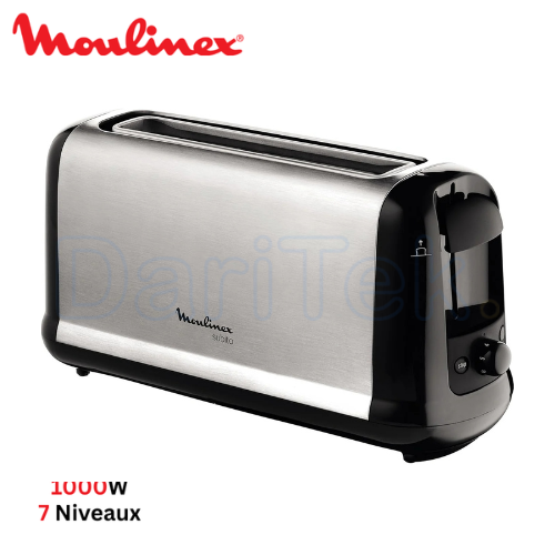 Grille Pain Electrique Moulinex Longue fente en Inox 1000 W 07 niveaux avec Fonction Décongélation et Réchauffage - Subito LS260800