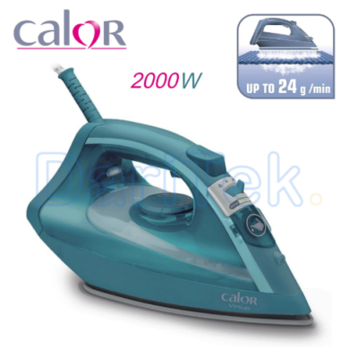 مكواة بخار Calor بقوة 2000 واط وسعة 200 مل مع وظيفة Pressing بقدرة 85 غ/دقيقة – Virtuo FV1712C0 DariTek
