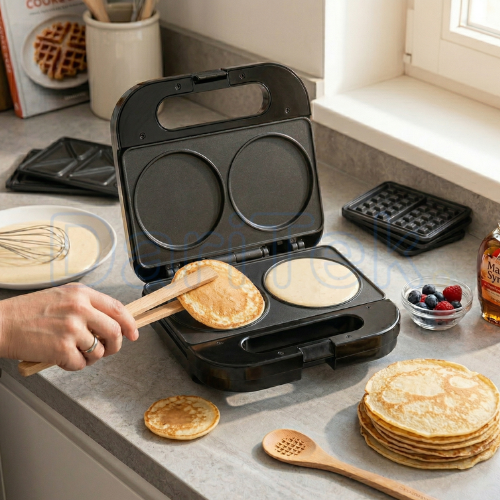 جهاز صنع السندويشات والشواية الكهربائية متعددة الوظائف 5 في 1 Brandmann بقوة 750 واط لتحضير السندويتش، الوافل، الدونات، البان كيك وحلوى المكسرات – BR-SM-004 - الصورة 5