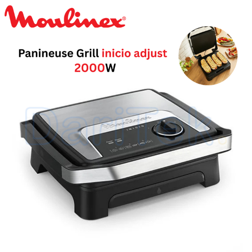 Panineuse et Grill Electrique Moulinex 2EN1 - 2000 W avec Réglage de Température - Inicio Adjust GI272D10