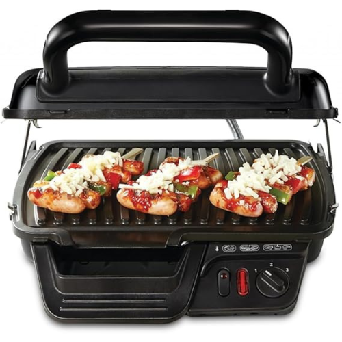 جهاز صنع السندويشات والشواية الكهربائية 3 في 1 Tefal من الفولاذ المقاوم للصدأ بقوة 2000 واط مع فتح بزاوية 180° والتحكم في درجة الحرارة – Compact Grill GC308812 - الصورة 3