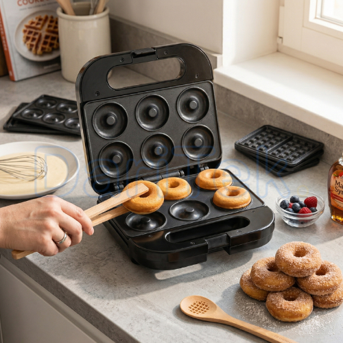 جهاز صنع السندويشات والشواية الكهربائية متعددة الوظائف 5 في 1 Brandmann بقوة 750 واط لتحضير السندويتش، الوافل، الدونات، البان كيك وحلوى المكسرات – BR-SM-004 - الصورة 3