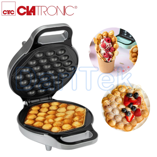Gaufrier Electrique Clatronic pour Gaufre à Bulles 700W avec Rotation 180° - Bubble Waffle WA 3772