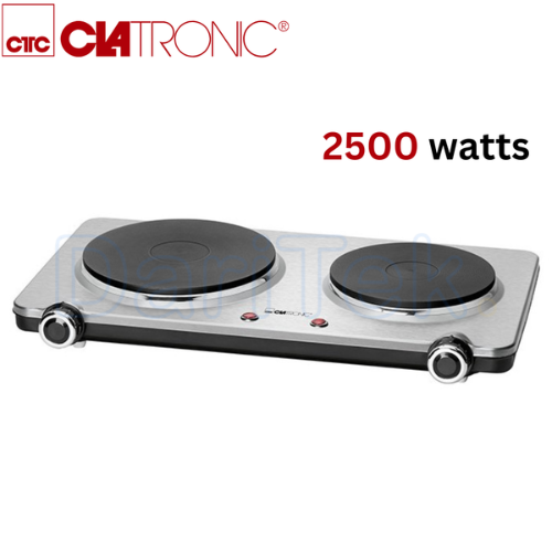 Plaque de Cuisson Electrique Chauffante Double Clatronic en Acier Inoxydable 2500 W - DKP 3668 E
