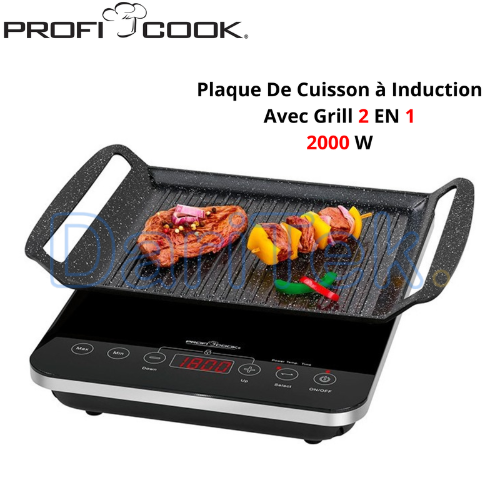 Plaque De Cuisson à Induction Vitrocéramique Proficook 2en1 avec Grill et Commande Tactile 2000 W - PC-ITG 1130