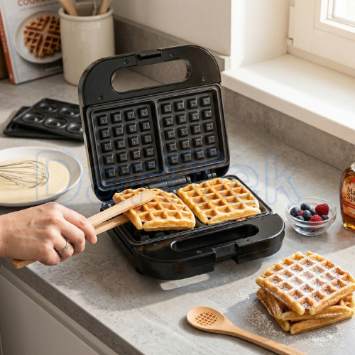 جهاز صنع السندويشات والشواية الكهربائية متعددة الوظائف 5 في 1 Brandmann بقوة 750 واط لتحضير السندويتش، الوافل، الدونات، البان كيك وحلوى المكسرات – BR-SM-004 - الصورة 2