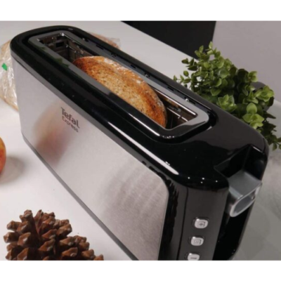 محمصة خبز كهربائية Tefal بفتحة طويلة وعريضة جداً من الإينوكس بقوة 1000 واط - Express TL365ETR DariTek