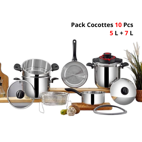 طنجرة ضغط 7 + 5 لتر 10 قطع - 10 في 1 (Bonera)