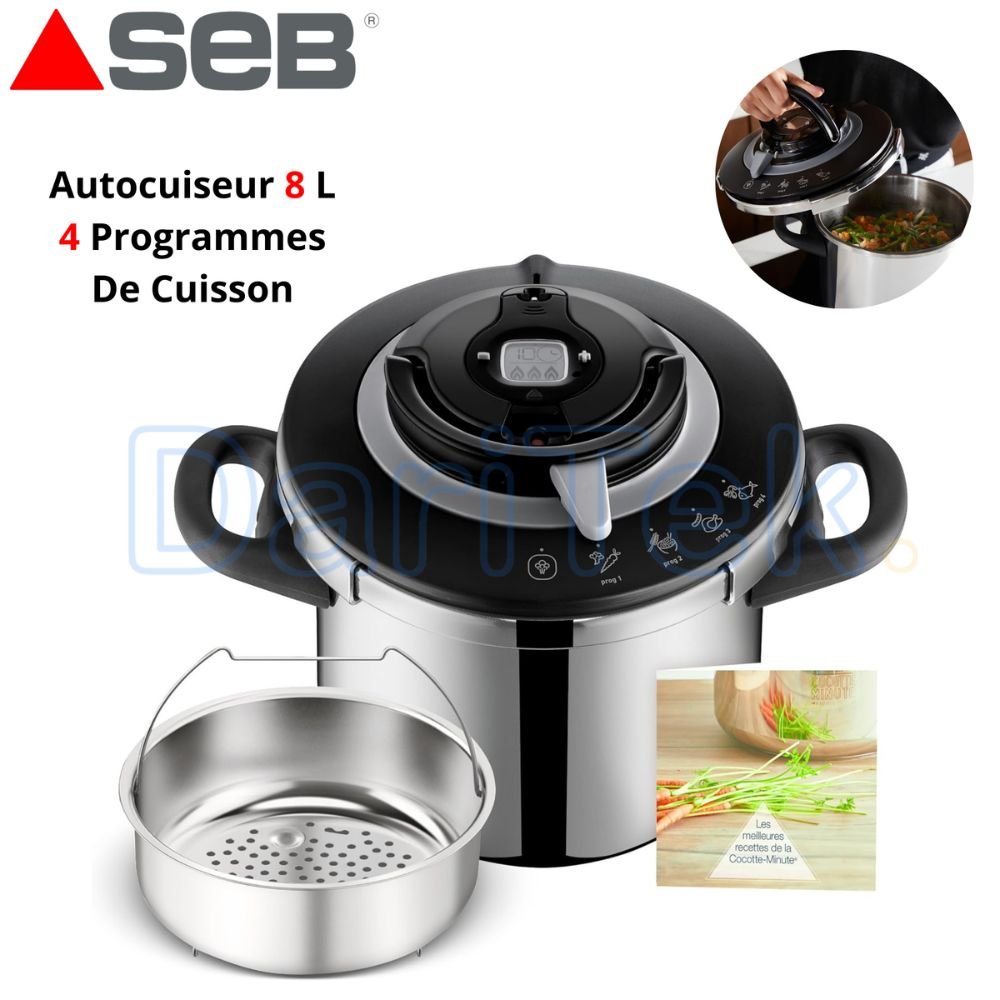 طنجرة ضغط سعة 8 لتر - 4 برامج طهي - SEB Clipso+ Chef P4551400