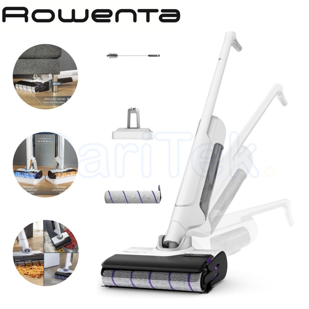 Aspirateur Balai Laveur Rowenta X-Clean 10 Sans Fil Sec Et Humide - 180° Auto-Nettoyage et séchage - GZ7035WO