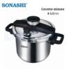 طنجرة ضغط من الفولاذ المقاوم للصدأ سعة 6 لتر - متوافقة مع جميع أنواع المواقد - Sonashi SPC-020 DariTek