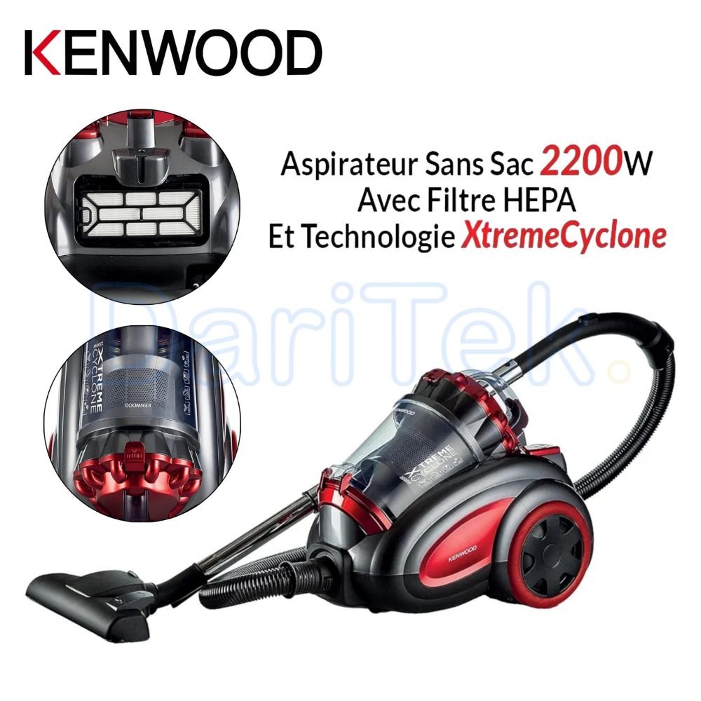 Kenwood Aspirateur Sans Sac Traîneau Cyclonique 2200W 3.5 Litres Avec Filtre HEPA Et Technologie XtremeCyclone - VBP80