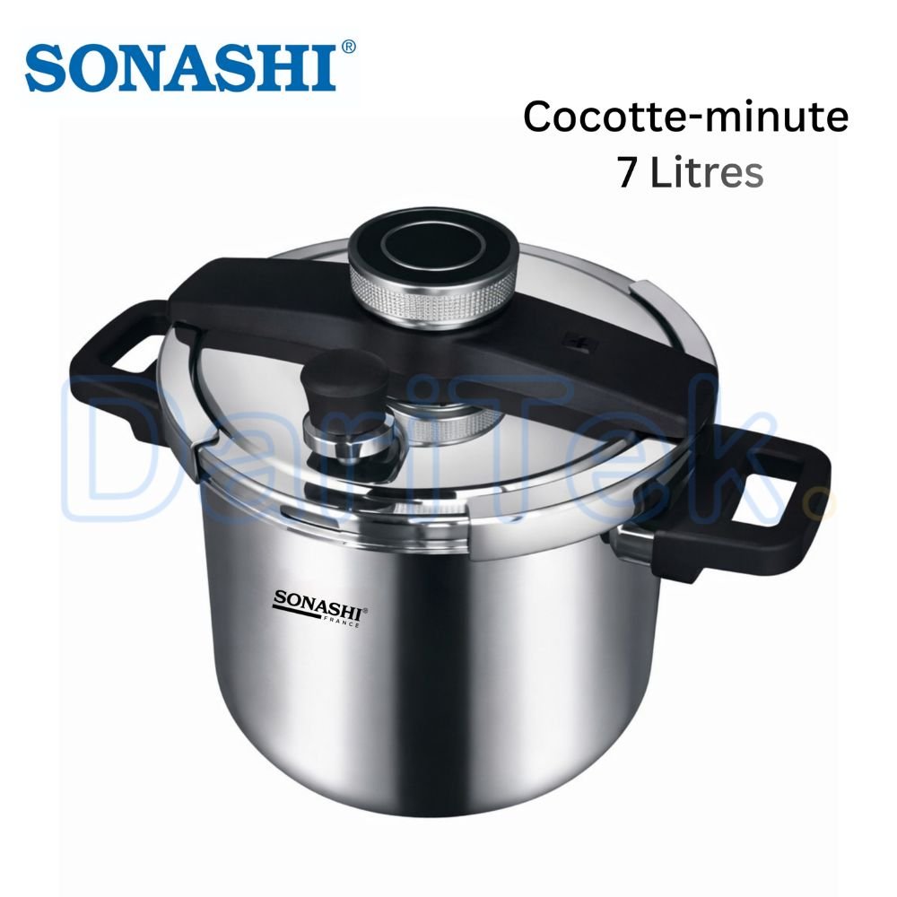 Cocotte Minute Autocuiseur Sonashi Inox 7 Litres - Compatible Tous Feux - SPC-019
