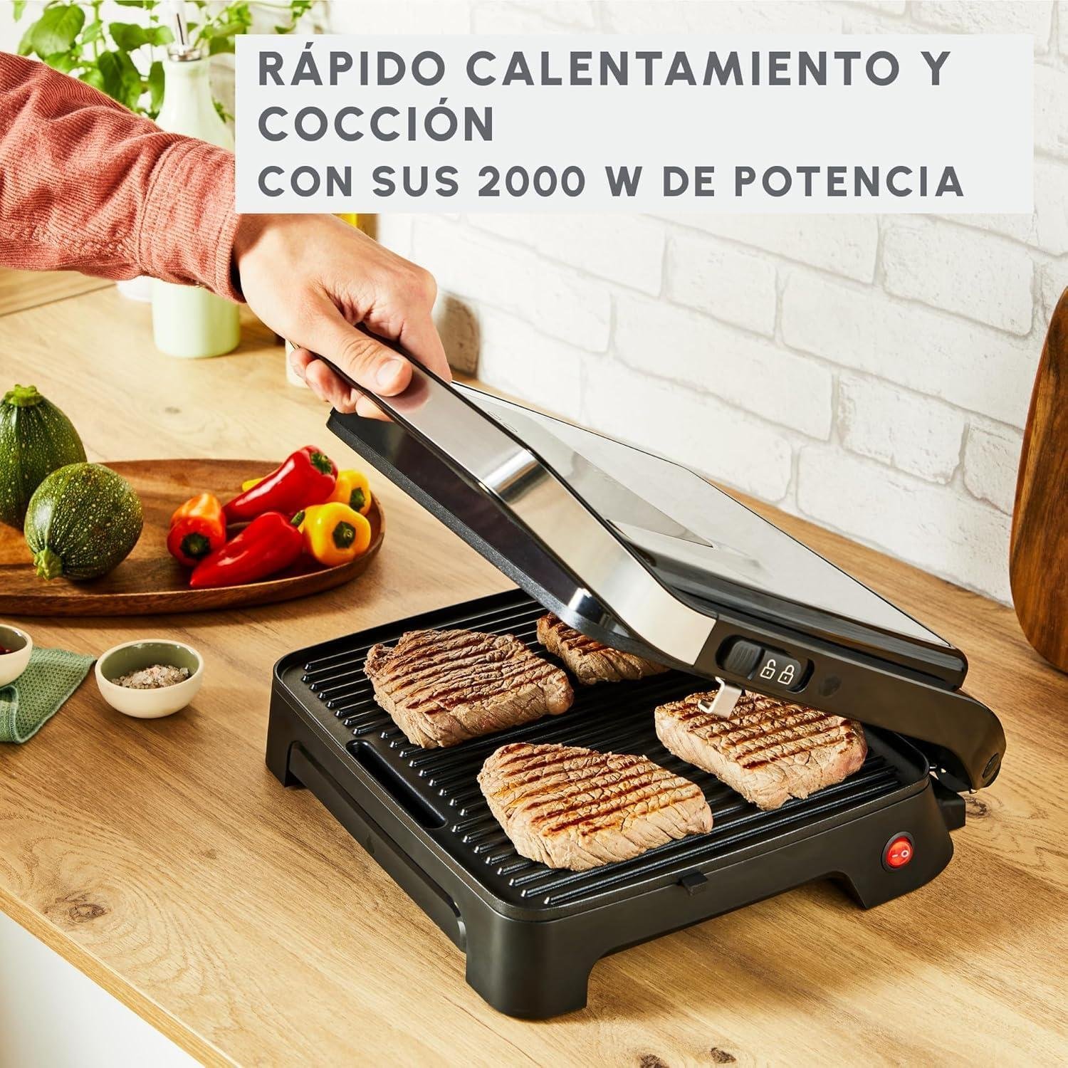 جهاز صنع السندويشات و الشواية الكهربائية 2 في 1 Moulinex بقوة 2000 واط مع ضبط درجة الحرارة – Inicio Adjust GI272D10 - الصورة 4