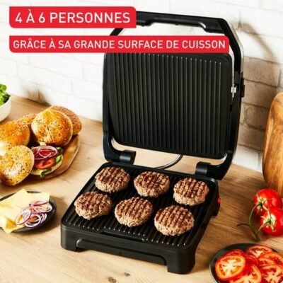 جهاز صنع السندويشات وشواية اللحم 2 في 1 متعددة الوظائف Tefal بقوة 2000 واط مع منظم حرارة قابل للتعديل وألواح غير لاصقة – Inicio Adjust Grill GC272D10 DariTek