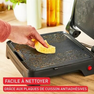 جهاز صنع السندويشات وشواية اللحم 2 في 1 متعددة الوظائف Tefal بقوة 2000 واط مع منظم حرارة قابل للتعديل وألواح غير لاصقة – Inicio Adjust Grill GC272D10 DariTek