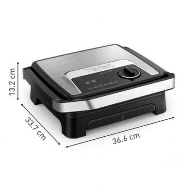 جهاز صنع السندويشات وشواية اللحم 2 في 1 متعددة الوظائف Tefal بقوة 2000 واط مع منظم حرارة قابل للتعديل وألواح غير لاصقة – Inicio Adjust Grill GC272D10 DariTek