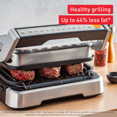 Panineuse Grill À Viande Électrique Tefal 2En1 - 2100W Ouverture 180° avec 09 Programmes et Système de Cuisson Automatique - OptiGrill GC772D10 DariTek