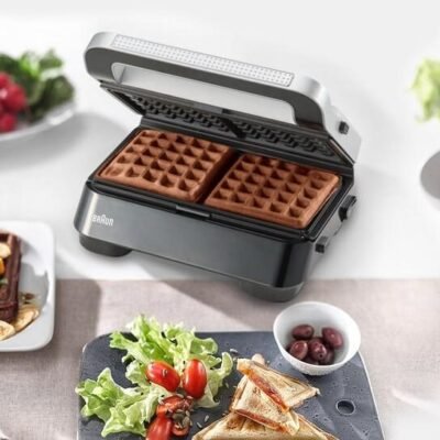 جهاز وافل وصانعة ساندويتش Braun بقوة 800 واط بصفائح غير لاصقة – SnackMaker 5 SM5005 DariTek