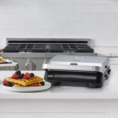 جهاز وافل وصانعة ساندويتش Braun بقوة 800 واط بصفائح غير لاصقة – SnackMaker 5 SM5005 DariTek